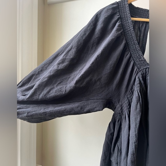 NWT FREE PEOPLE Babydoll Mini Dress For The Moment Boho Empire Waist Y2K Black M - Picture 6 of 10